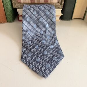 BACHRACH Mens 100% Silk Tie Light Blue Geometric